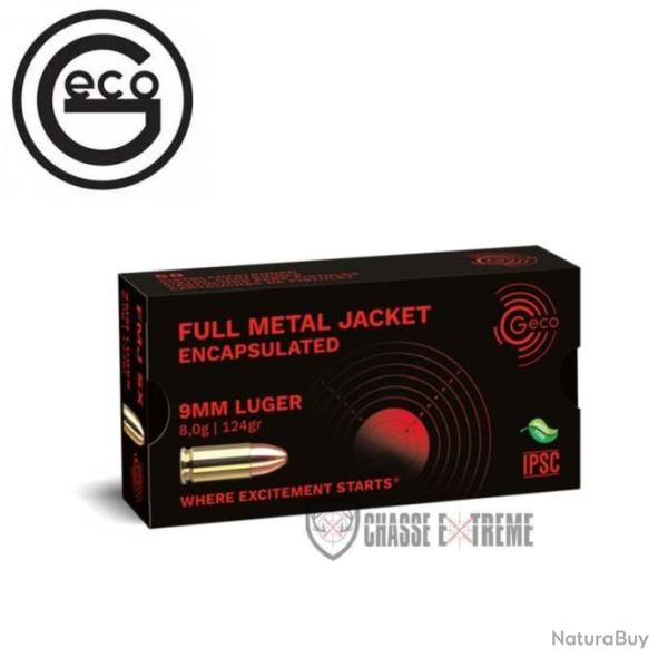 50 Munitions GECO Cal 9mm Luger 124gr FMJ SINTOX