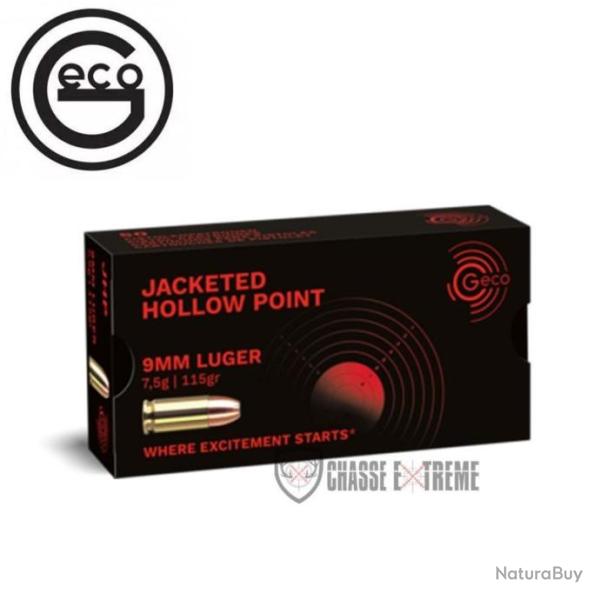 50 Munitions GECO Cal 9mm Luger 115gr JHP