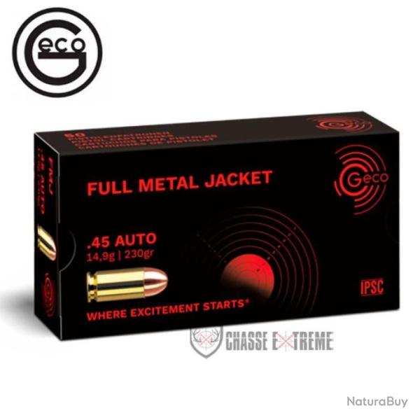 50 Munitions GECO Cal 45 Auto 230gr FMJ