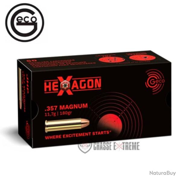 50 Munitions GECO Cal 357 Mag 180gr Hexagon
