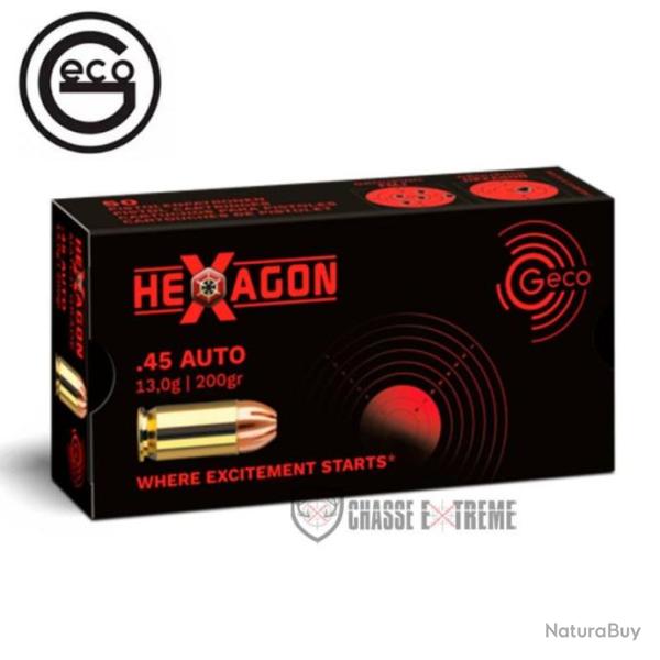 50 Munitions GECO cal 45 Auto 200gr Hexagon