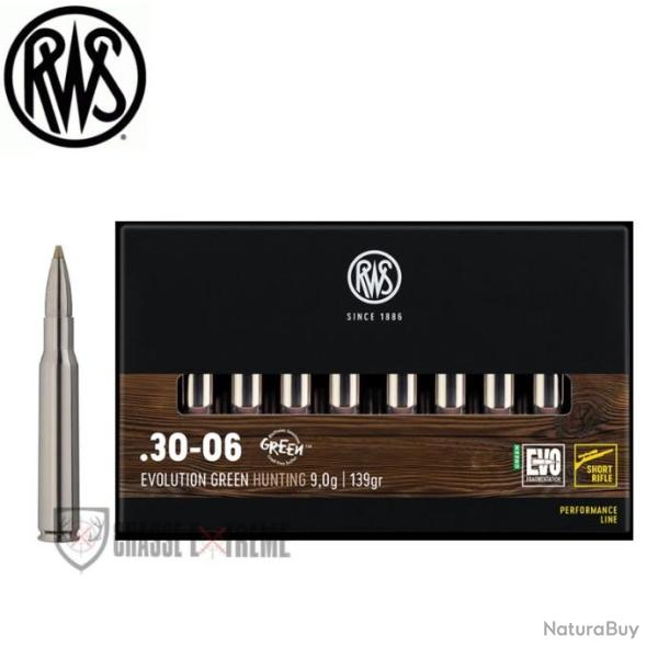 20 Munitions RWS Cal 30-06 Sprg 139gr Evo Green Short Rifle