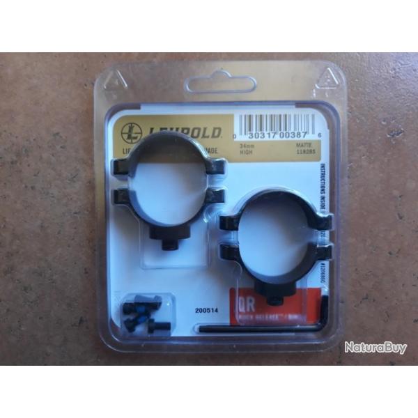 Colliers LEUPOLD QR amovibles High diamtre 34mm matte black