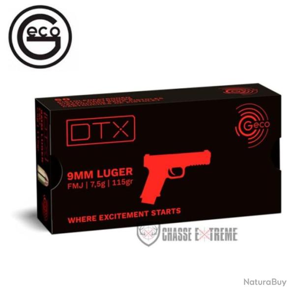 50 Munitions GECO Cal 9mm Luger 115gr DTX FMJ