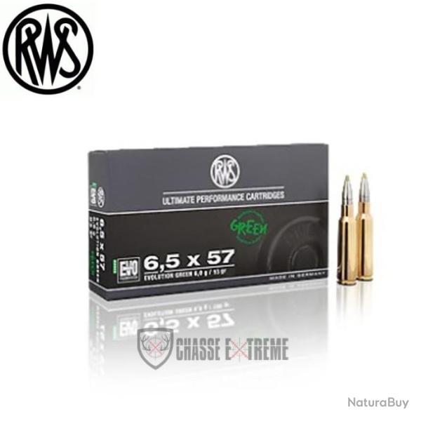 20 Munitions RWS Cal 6.5X57 93gr Evo Green