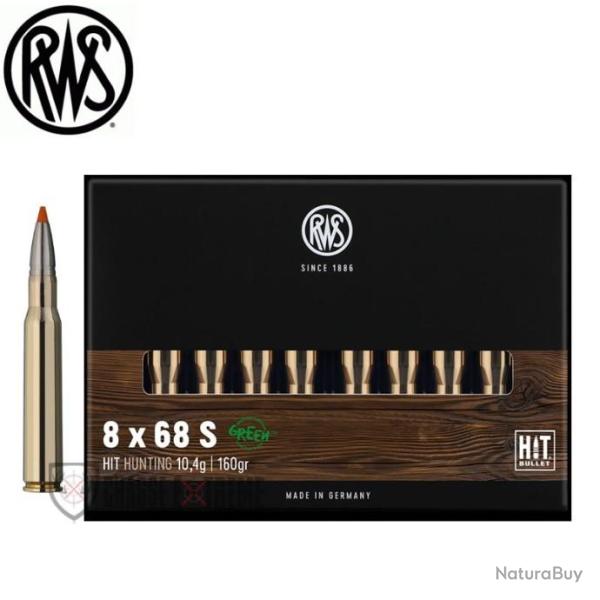 20 Munitions RWS Cal 8X68 S 160gr HIT