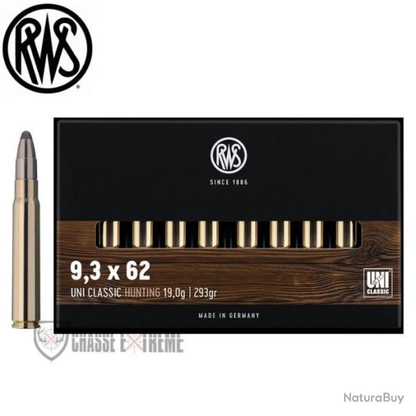 20 Munitions RWS Cal 9.3X62 293gr UNI Classic