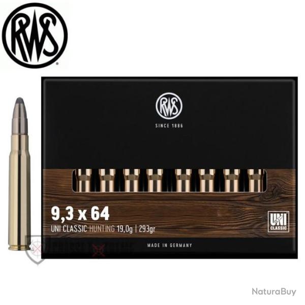 20 Munitions RWS cal 9,3X64 293gr UNI Classic