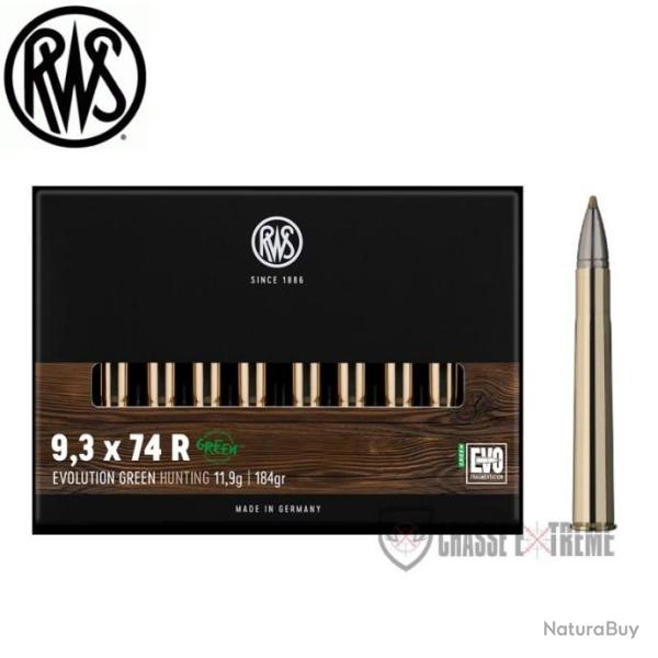 20 Munitions RWS Cal 9.3X74R 184gr Evo Green