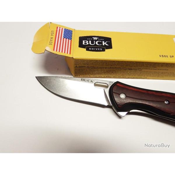 COUTEAU BUCK "VANTAGE"   lame inox de 9cm, s�quo�a  ,  avec pochette cuir artisanale