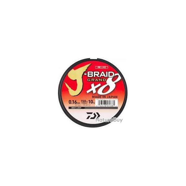 TRESSE J BRAID GRAND 135M 8 BRINS GRISE 0.24mm / 22kg