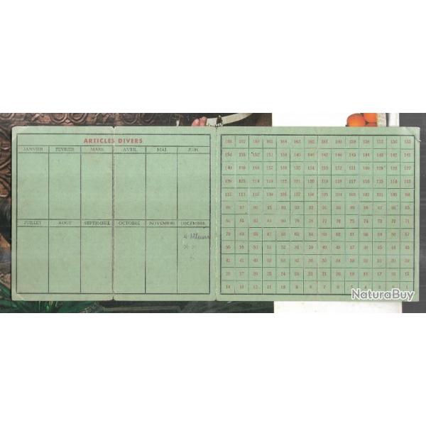 carte d'autorisation d'achat �conomats de l'arm�e , bad ems ann�e 1949, ffa zone d'occupation fran�a