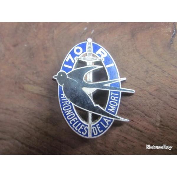 insigne r�gimentaire du 170e r�giment d'infanterie est un oval bleu barr� d'une hirondelle
