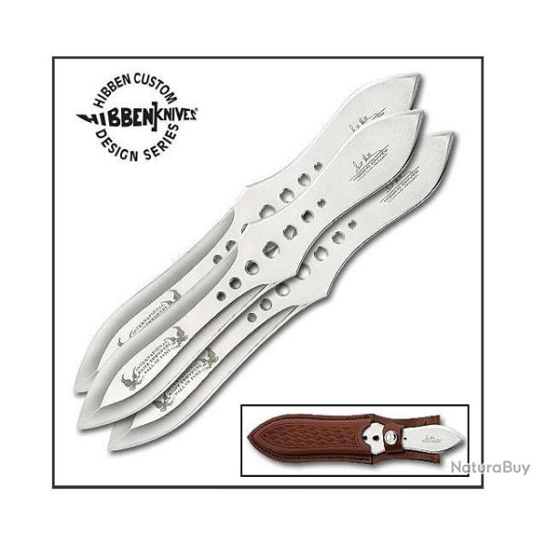 GH2034 Lot de 3 Couteaux de Lancer Hibben Competition Thrower Triple Set Acier 420 Etui Cuir