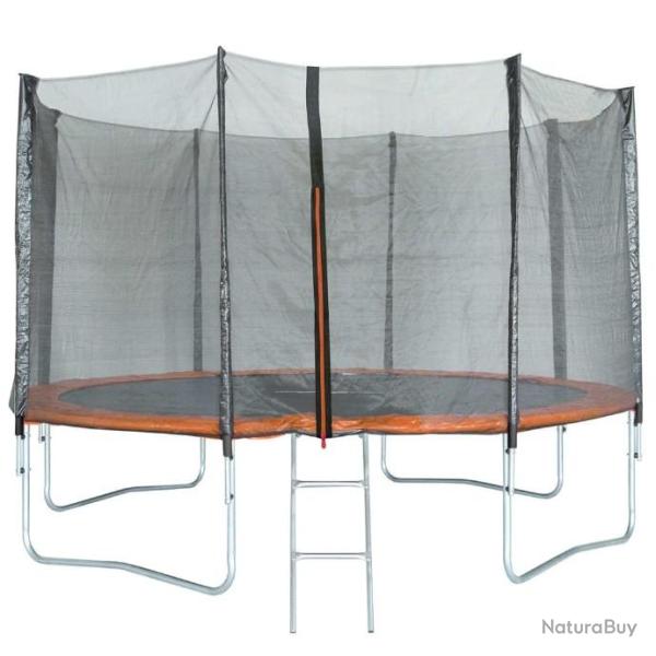Trampoline avec filet de s�curit� - 72 ressorts - Noir et orange - LIVRAISON GRATUITE