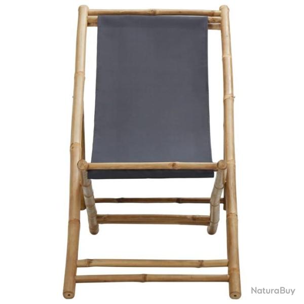 Transat en toile - Gris - R�sistant - Pliable - LIVRAISON GRATUITE - TOP ENCHERE