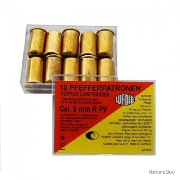 Balle de d�fence Wadie Pepper gaz - Par 10 - Cal. 9 mm R / 380 Defaul