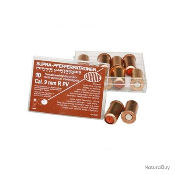 Balle de d�fence Wadie Supra Pepper gaz - Par 10 - Cal. 9 mm R / 380