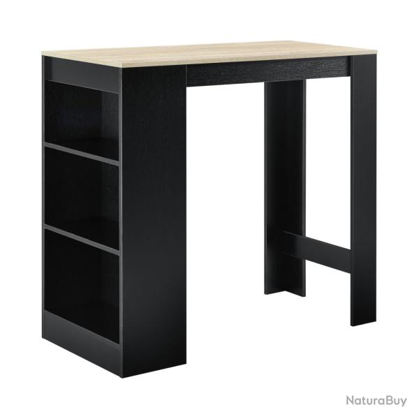 Table de bar avec rangement bistro haut avec 3 tagres 110 cm noir et chne 03_0006191