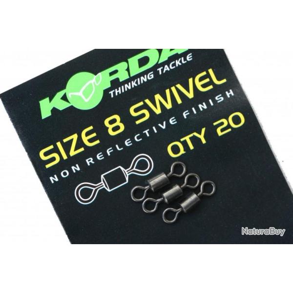 KORDA SIZE 8 SWIVELS 20 PIECES
