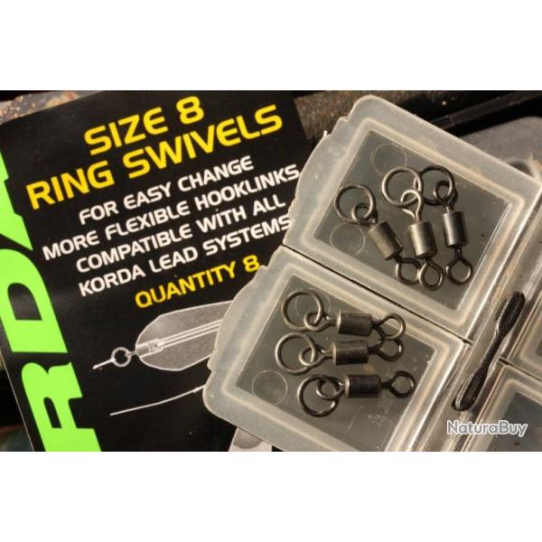 KORDA SIZE 8 FLEXI RING SWIVELS 8 PIECES