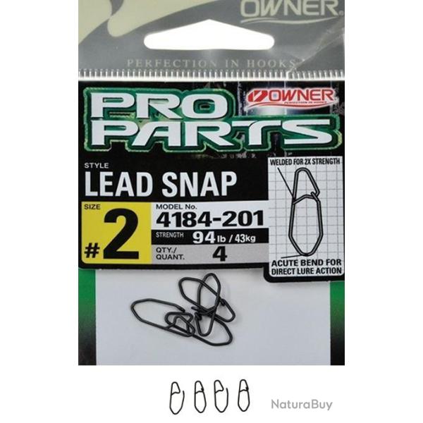 AGRAFE LEAD SNAP PAR 4 Taille 2 / 43kg