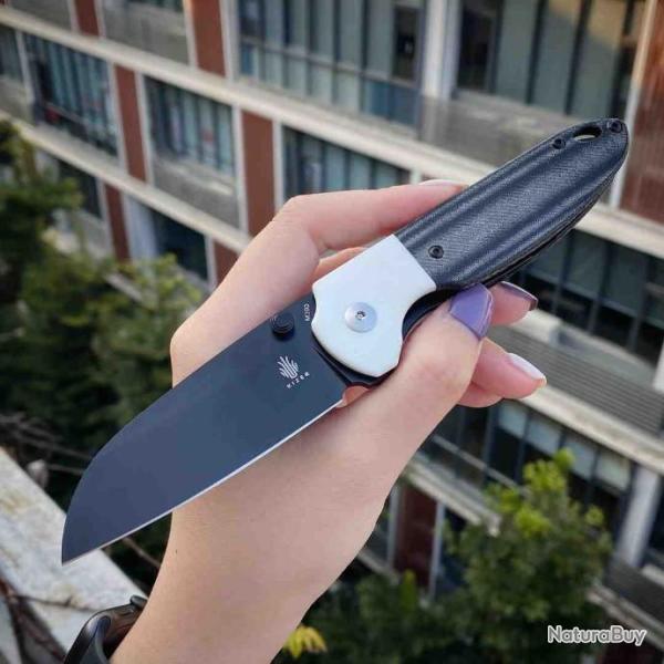Couteau Kizer Deviant Black Lame Acier M390 Manche Micarta/G10 IKBS Linerlock Clip KIV3575A2