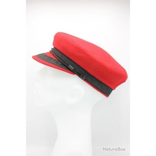 Casquette plate de marin vintage toutes saisons (rouge)