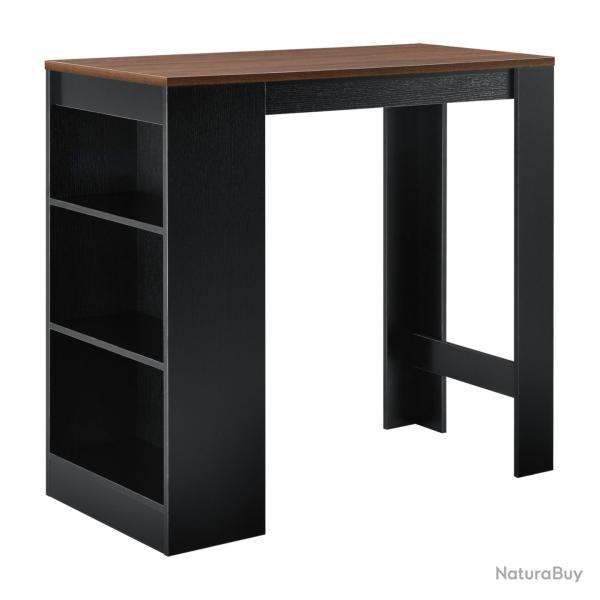 Table de bar avec rangement bistro haut 110 cm noir et effet noyer 03_0006192