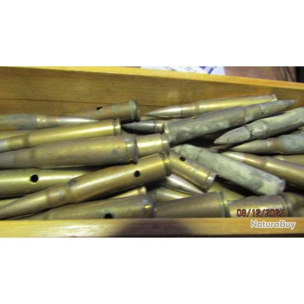 1 munition balle de 7,5 mm culot dat seconde guerre avant 1940 ou 40 pour MAS 36  7.5 X 54 mas36