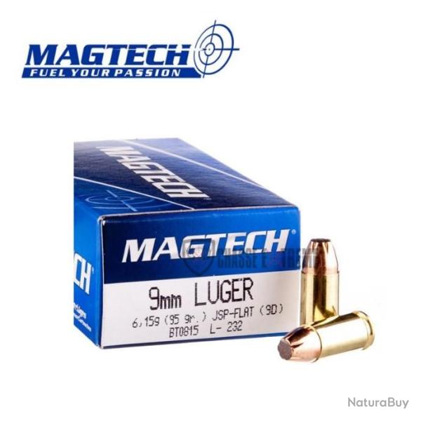 50 Munitions MAGTECH cal 9mm Luger 95gr JSP Flat