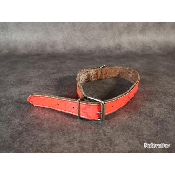 Collier Chien "Securi-dog" Cuir Orange Fluo 58 cm