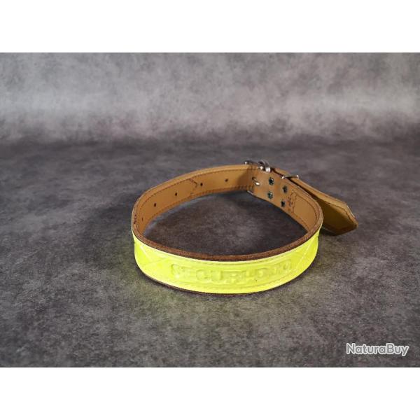 Collier Chien "Securi-dog" Cuir Uaune Fluo 60 cm