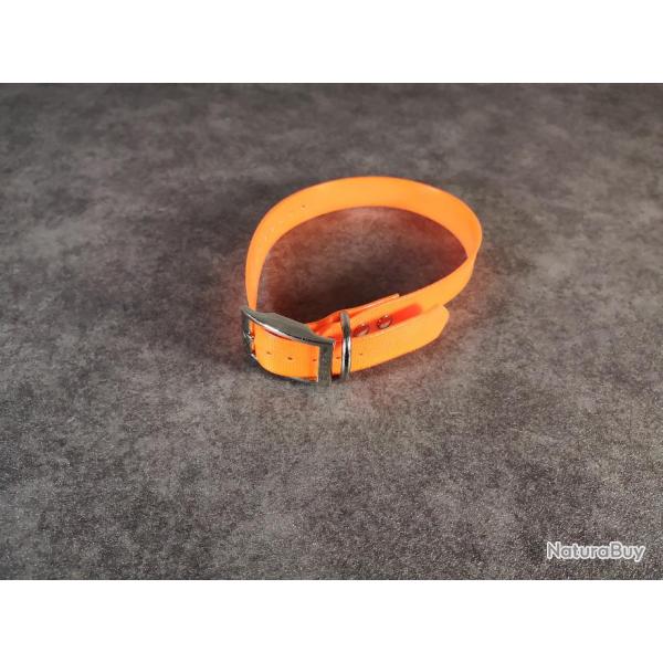 Collier Chien PVC Orange Fluo 60 cm 3rivets