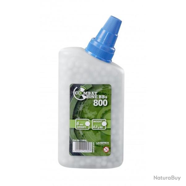 Billes bbs 6mm combat zone blanche 0.20g bouteille X800