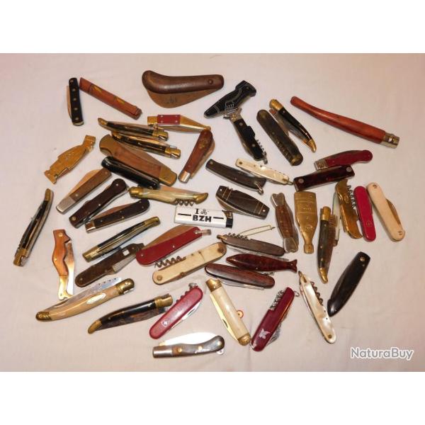 TRES GROS LOT 50- CINQUANTE DIVERS  COUTEAUX PLIANTS � voir .........