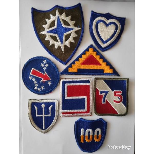Lot 8 Patches US 16th 24th army corps 7th Army 69th 75th 97th 100th infantry WW2 ORIGINAUX