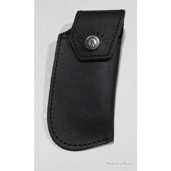 etui couteau  large en cuir passant ceinture noir