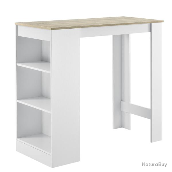 Table de bar haute avec rangement table bistro 110 cm blanc et chne 03_0006188