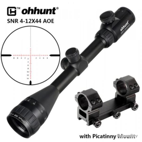 Ohhunt -lunette de chasse SNR 4-12x42 AOE,en verre clair rouge LIVRAISON GRATUITE!!!
