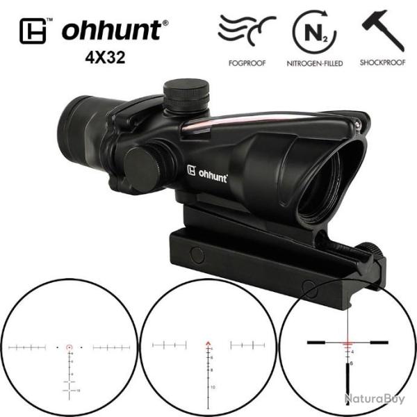 Tactique Ohhunt 4x32 fusil porte rouge vert verre grav rticule rel Fiber LIVRAISON GRATUITE !!