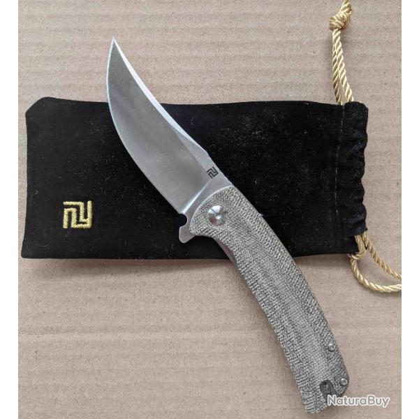 Couteau Artisan Cutlery Arroyo Green Lame AR-RPM9 Manche Micarta IKBS Linerlock Clip ATZ1845PODG