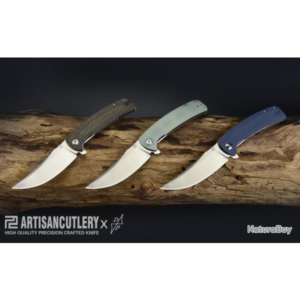 Couteau Artisan Cutlery Arroyo Lame AR-RPM9 Manche Jade G10 IKBS Linerlock Clip ATZ1845PNTG
