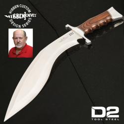 Couteau Hibben Kukri Fighter Knife D2 Manche Bois Lame D2 Etui Cuir GH5094