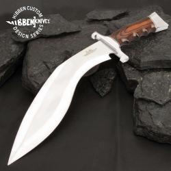 Couteau Hibben Kukri Fighter Knife 5Cr15MoV Manche Bois Lame D2 Etui Cuir GH5095