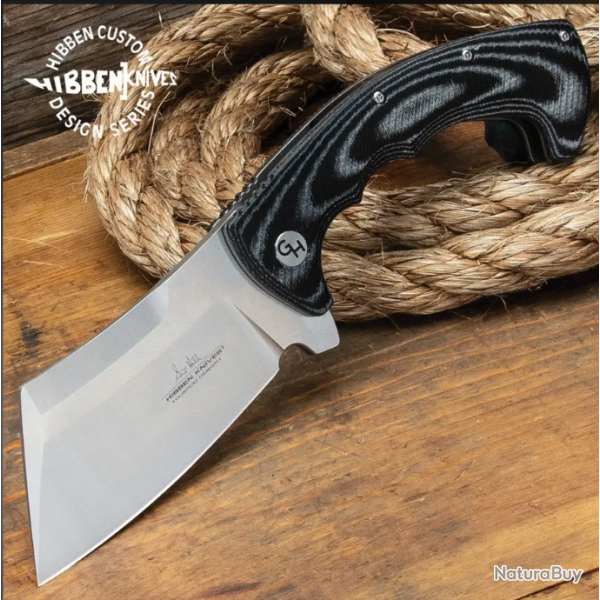 Couteau Couperet Hibben Cleaver Lame Acier 7Cr17 Manche Micarta Linerlock Clip GH5109