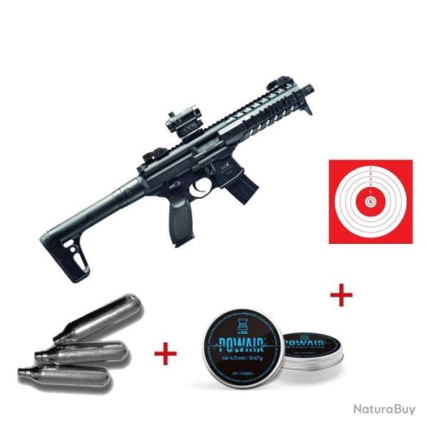 Pack Carabine � plombs Sig Sauer Mpx CO� + Point rouge Sig 20 R - Cal - Noir / Pack complet