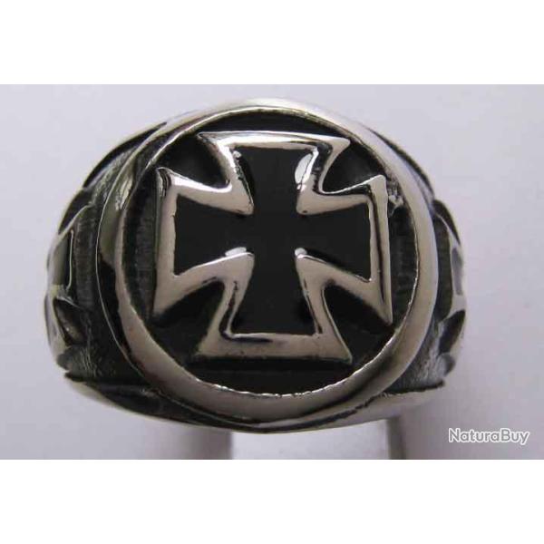 BAGUE ACIER INOX IRON CROSS - CROIX DE MALTE - Ref.14