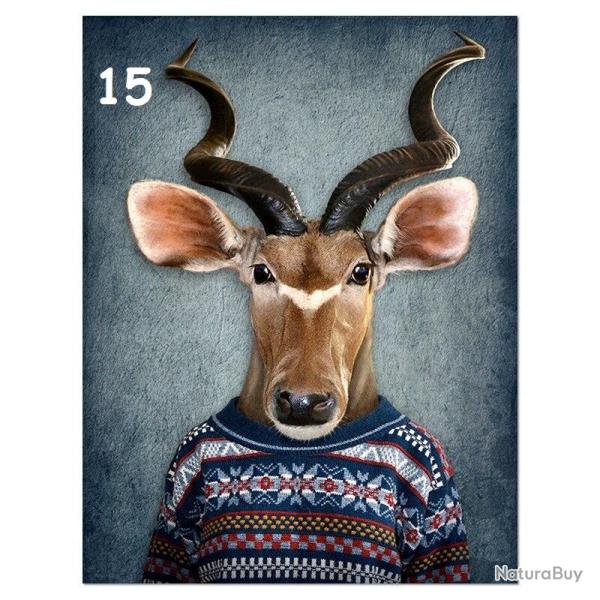 Tableau Peinture Impression sur Toile Animal Abstrait, Modele: 15, Taille: 60x90cm