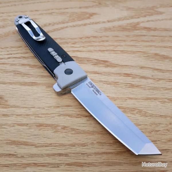 Couteau Cold Steel Oyabun Leaf-Spring Lock Lame Tanto 4034 Manche Gray Griv-Ex Clip CS26T